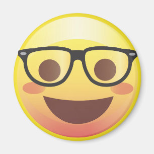 Íman Ímã feliz de Emoji dos vidros Nerdy
