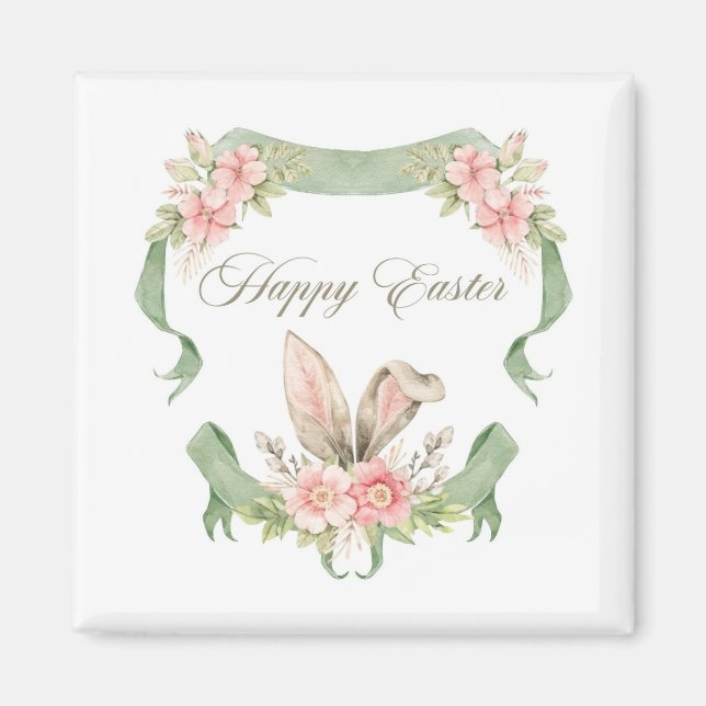 ÍMAN ÍMA FELIZ PASCOA COELHO FLORAL AQUARELA (Frente)