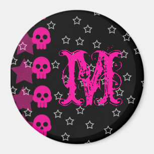 Íman Ímã feminino da inicial do monograma do punk roc