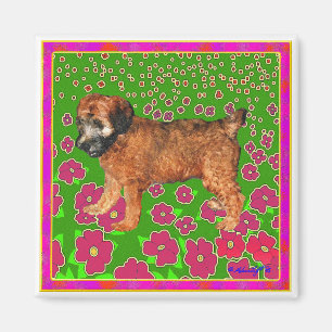 Íman Ímã: Filhote de cachorro no jardim - rosa