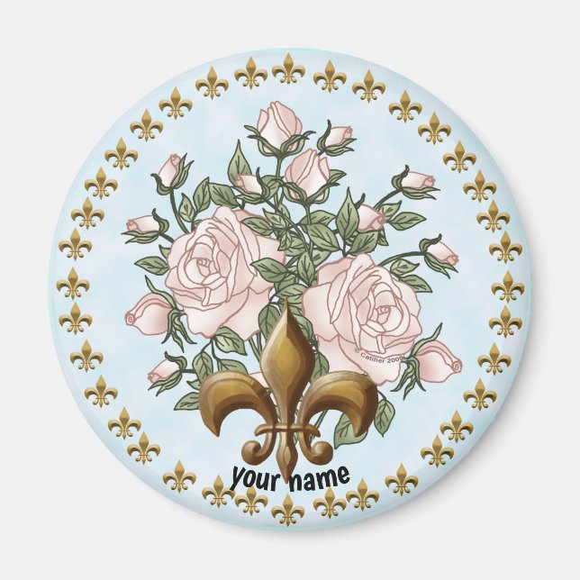 Íman Ímã Fleur De Lis Rosas (Frente)