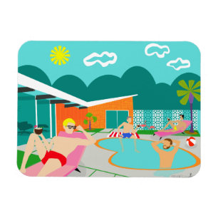 Íman Ímã flexível da festa na piscina alegre retro
