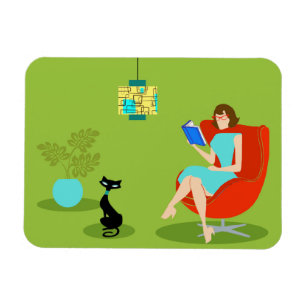 Íman Ímã flexível da mulher retro da leitura