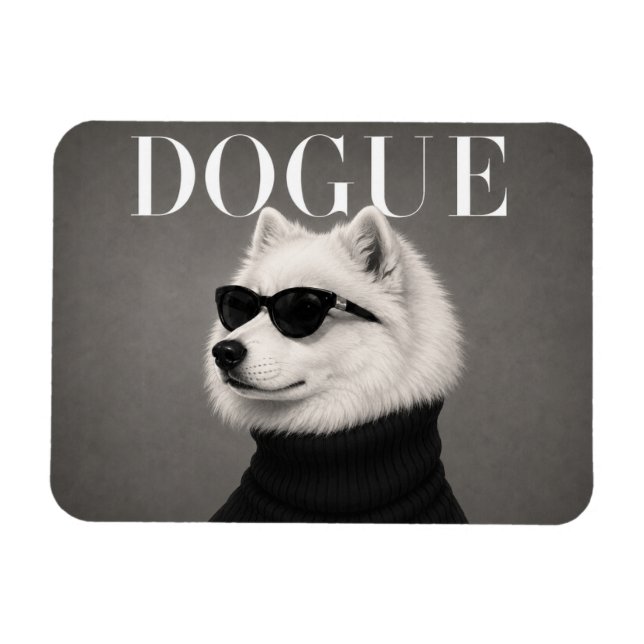 Íman Ímã Flexível de Cachorro Samoyed de Luxo em Moda (Horizontal)
