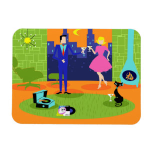 Íman Ímã flexível do casal romântico retro da noite