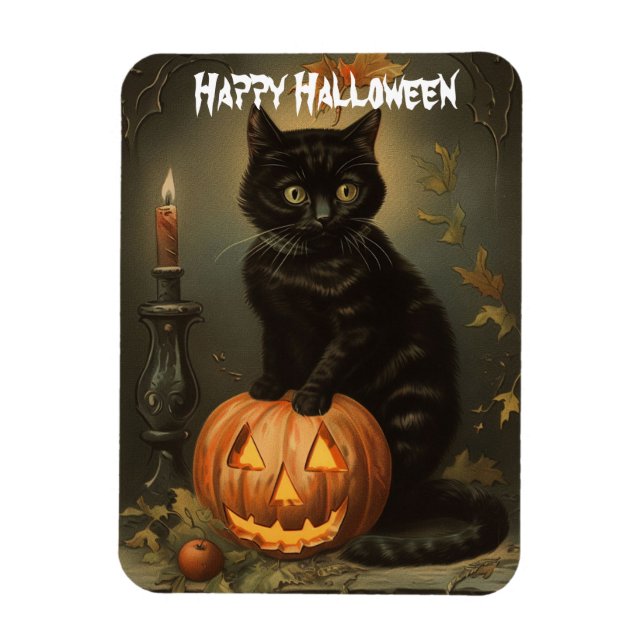 Íman Ímã flexível do Kitten de Halloween Vintage (Vertical)