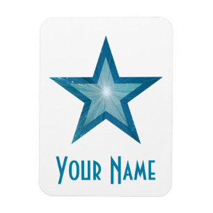 Íman Ímã flexível 'Nome' Estrela Azul branco