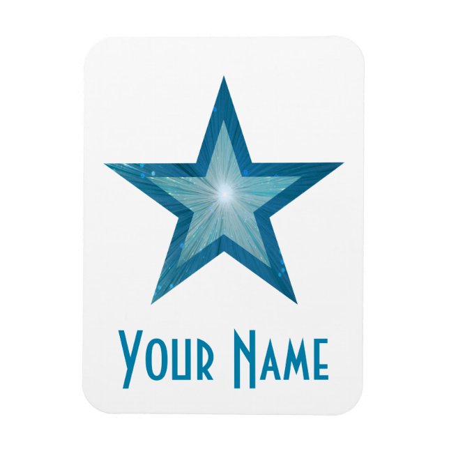 Íman Ímã flexível 'Nome' Estrela Azul branco (Vertical)