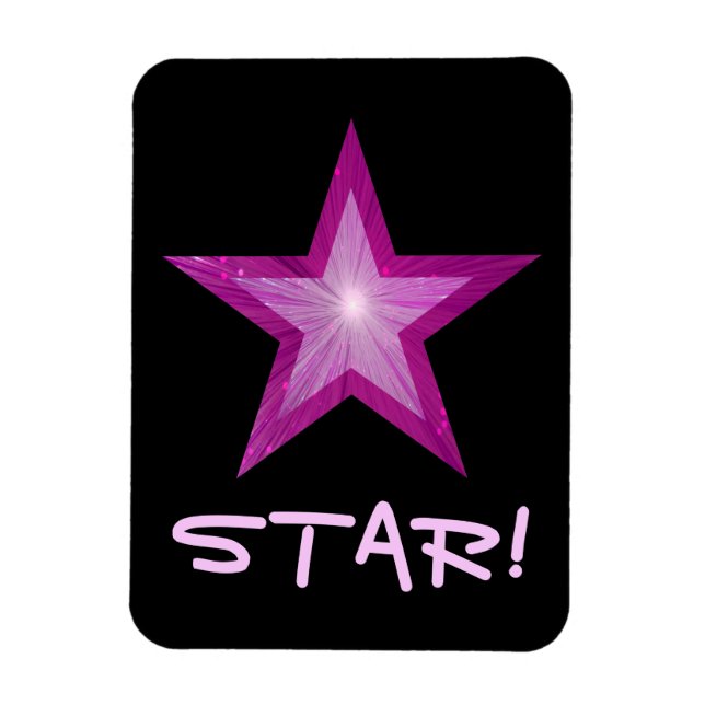 Íman Ímã flexível 'STAR!' Preto Estrela Rosa (Vertical)