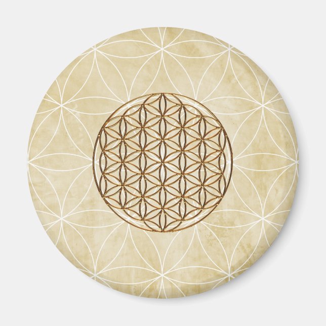 Íman Ímã Flor de Vida Dourada (Frente)