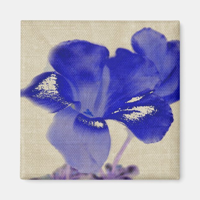 Íman Ímã floral azul da arte de Digitas (Frente)