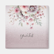 Ímã Floral Branco Rosa Moderno