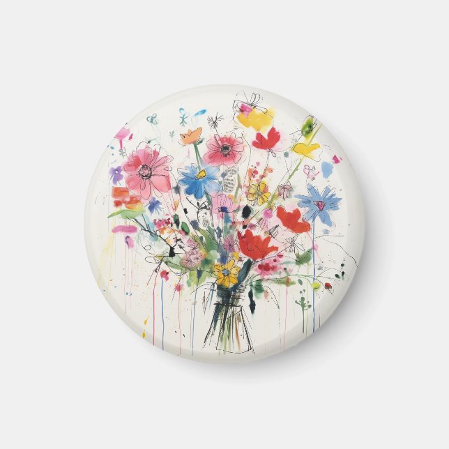 Íman Ímã floral caprichoso e florido (Frente)