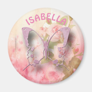 Íman Ímã floral cor-de-rosa personalizado da borbolet