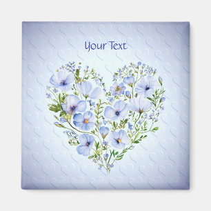 Íman Ímã Floral Coração Azul