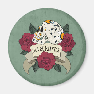 Íman Ímã floral de Crânio Diâmetro de los Muertos  