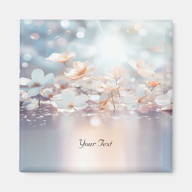 Íman Ímã Floral de Pêssego Branco (Frente)