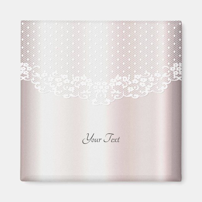 Íman Ímã Floral de Renda Branca Elegante (Frente)