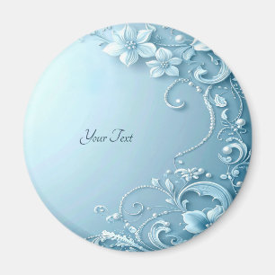 Íman Ímã Floral Decorativo Azul