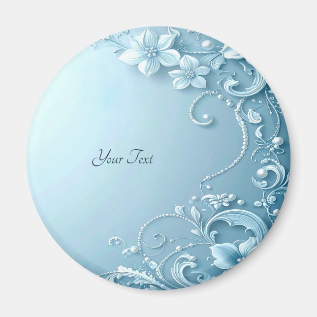 Íman Ímã Floral Decorativo Azul (Frente)