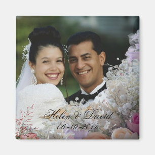 Íman Ímã floral do casamento do quadro da foto
