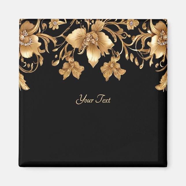 Íman Ímã Floral Dourado (Frente)