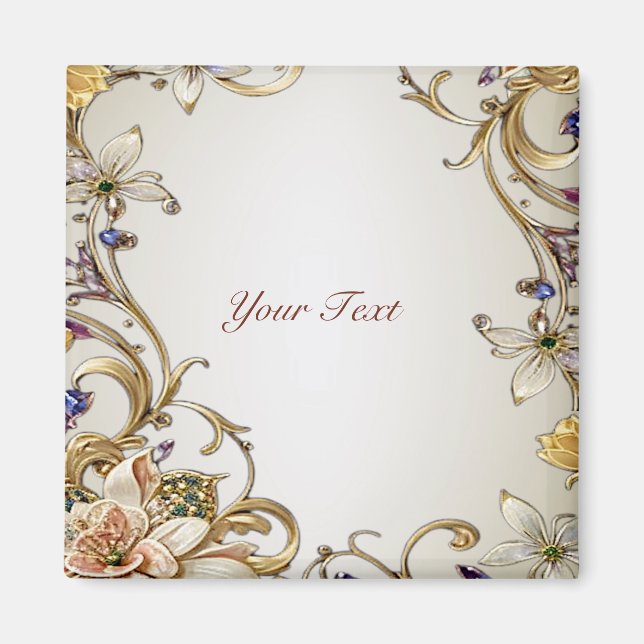 Íman Ímã Floral em Ouro Branco (Frente)