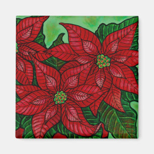 Íman Ímã floral Funky da poinsétia