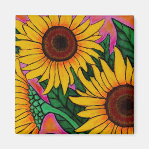 Íman Ímã floral Funky do girassol