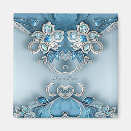 Íman Ímã Floral Ornamentado Azul