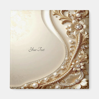 Íman Ímã Floral Ornamentado Dourado Elegante