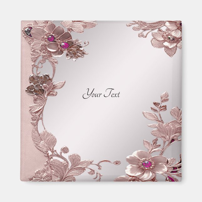 Íman Ímã Floral Ornamentado Rosa (Frente)