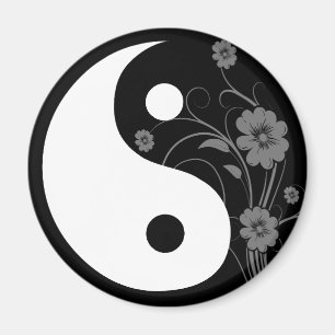 Íman Ímã floral preto de Yin Yang