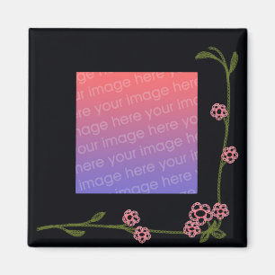 Íman Ímã floral preto do quadro da foto