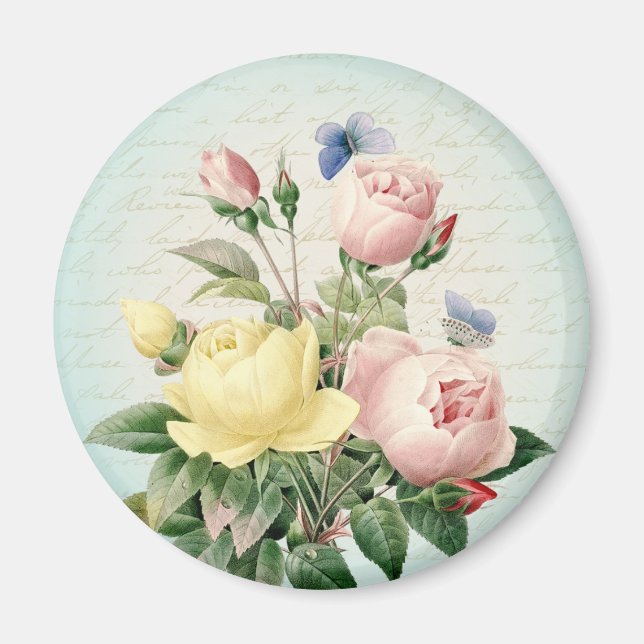 Íman Ímã floral rosa vintage (Frente)