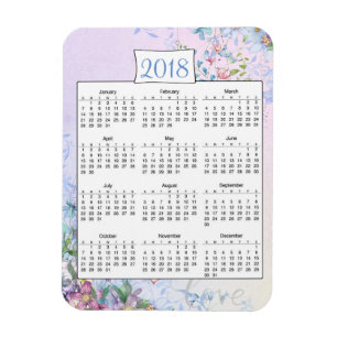 Íman Ímã floral roxo do calendário do amor 2018