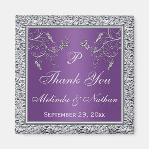Íman Ímã floral roxo e de prata do favor do casamento