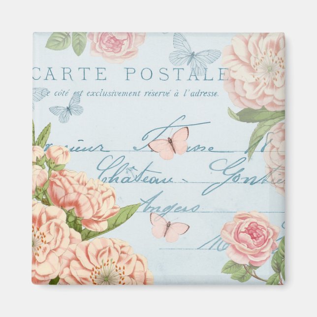 Íman Ímã floral vintage com flores (Frente)
