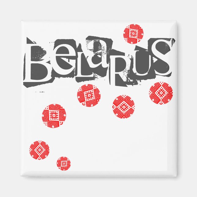Íman Ímã Funky Letter Folk Pattern Belarus Беларусь (Frente)