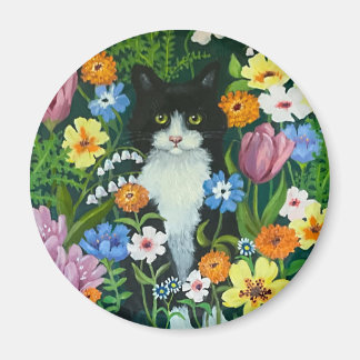 Íman Ímã Gato entre Flores