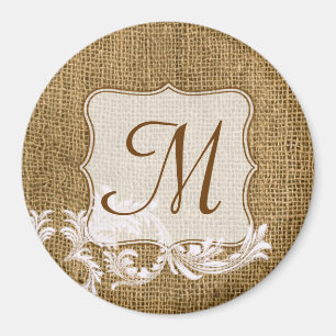 Íman Ímã Inicial Do Aplicativo Lace Do País Burlap Mono