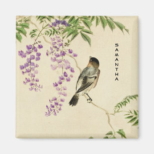 Íman Ímã japonês do pardal do Lilac do vintage
