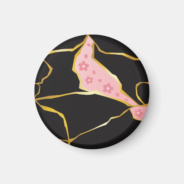 Íman Ímã Kintsugi com Acentos de Flor de Cerejeira (Frente)