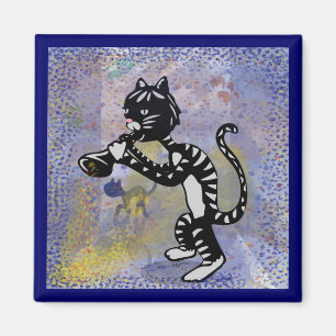 Íman Ímã legal do quadrado do gato do jazz do beco