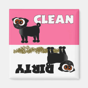 Íman Ímã limpo/sujo do Pug preto bonito da máquina d