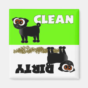 Íman Ímã limpo/sujo do Pug preto bonito da máquina d