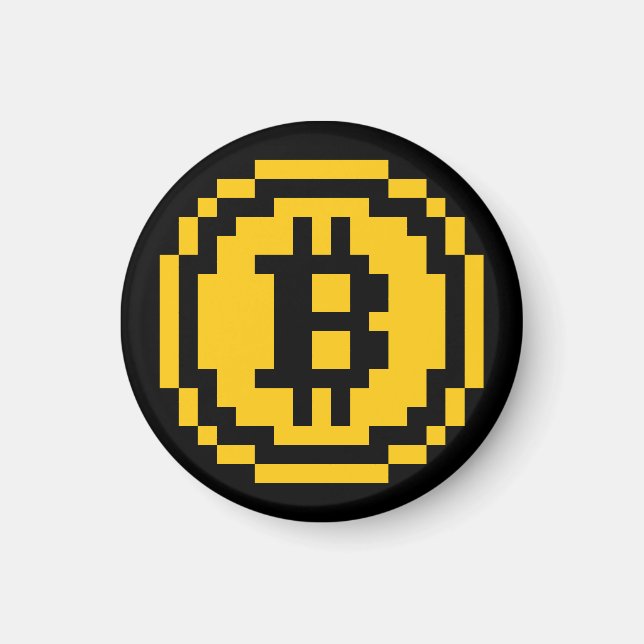 Íman Ímã | Logotipo Bitcoin BTC 8-Bit (Frente)
