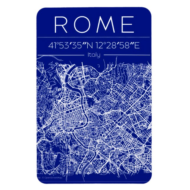 Íman Ímã Mapa da Cidade de Roma em Blueprint (Vertical)