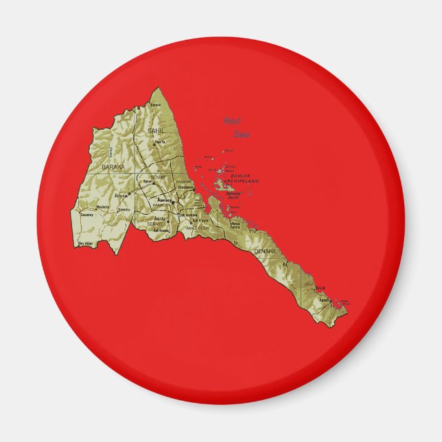 Íman Ímã Mapa da Eritreia (Frente)