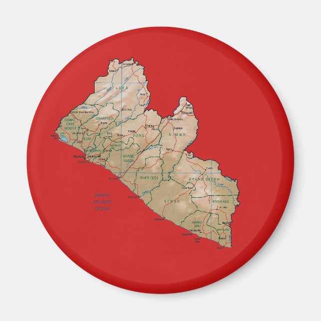Íman Ímã Mapa da Libéria (Frente)